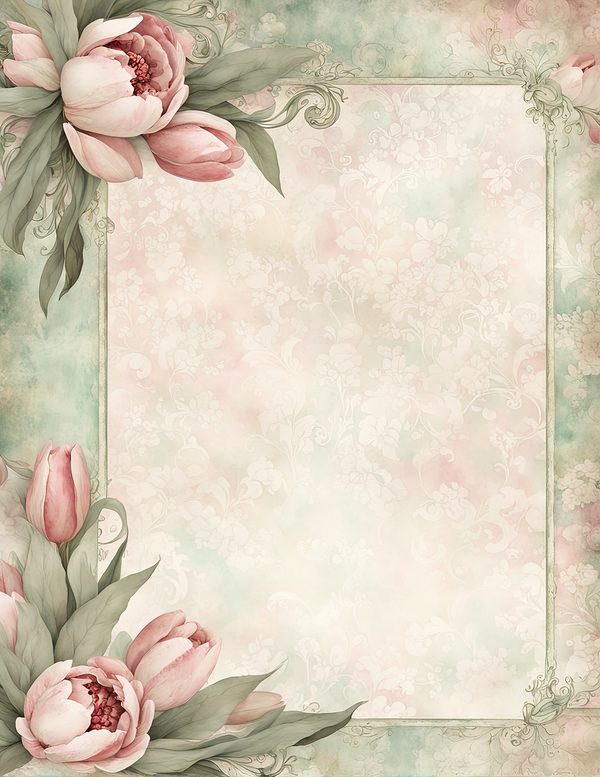 Watercolor Tulip Frame: Blush Pink Floral Border (Digital Paper Pack) — image 2