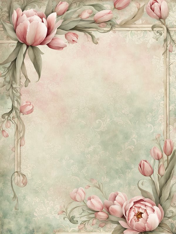 Watercolor Tulip Frame: Blush Pink Floral Border (Digital Paper Pack) — image 5