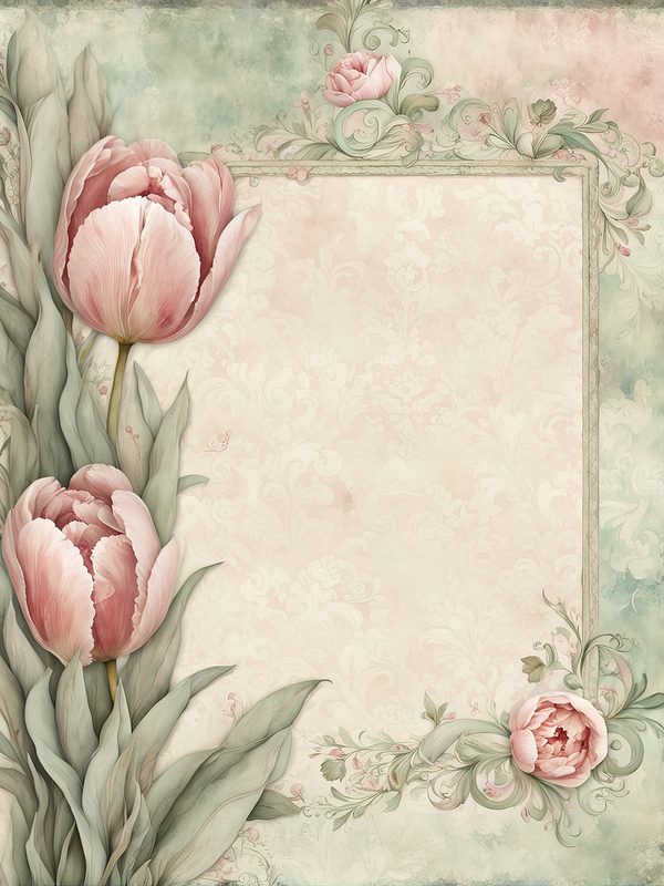 Watercolor Tulip Frame: Blush Pink Floral Border (Digital Paper Pack) — image 6