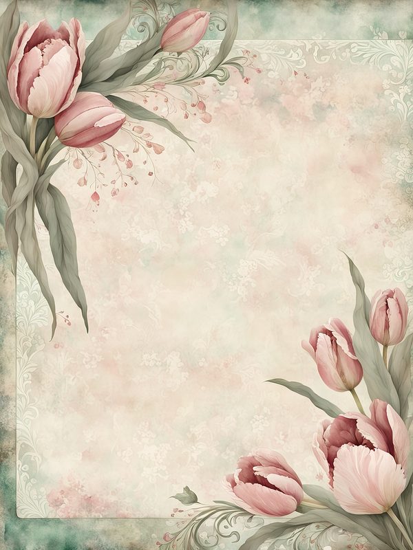 Watercolor Tulip Frame: Blush Pink Floral Border (Digital Paper Pack) — image 7