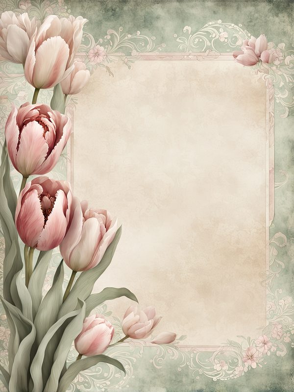 Watercolor Tulip Frame: Blush Pink Floral Border (Digital Paper Pack) — image 8