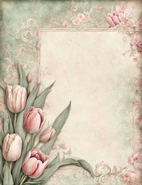Watercolor Tulip Frame: Blush Pink Floral Border (Digital Paper Pack) — image 9