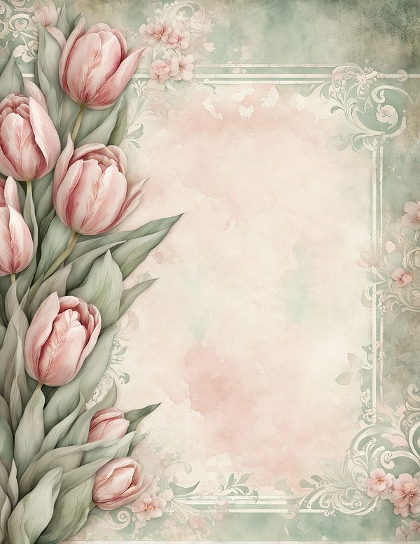 Watercolor Tulip Frame: Blush Pink Floral Border (Digital Paper Pack) — image 10