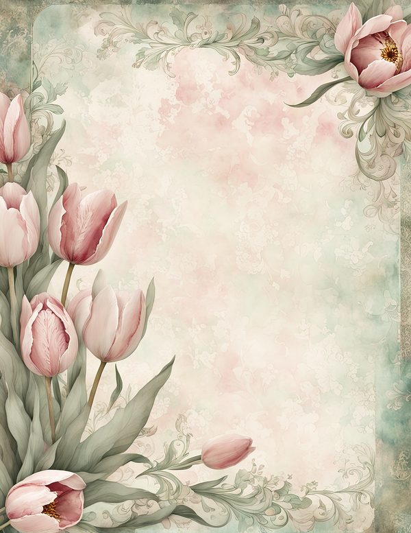 Watercolor Tulip Frame: Blush Pink Floral Border (Digital Paper Pack) — image 11