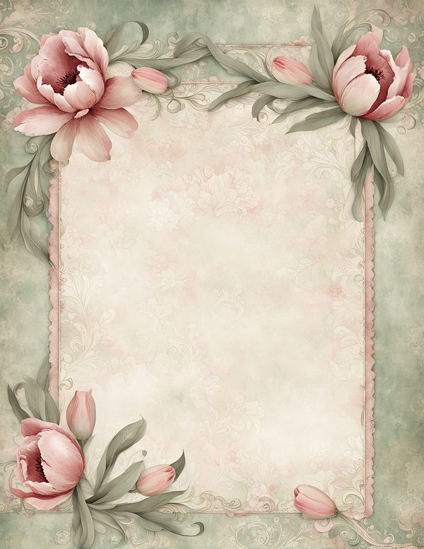 Watercolor Tulip Frame: Blush Pink Floral Border (Digital Paper Pack) — image 12