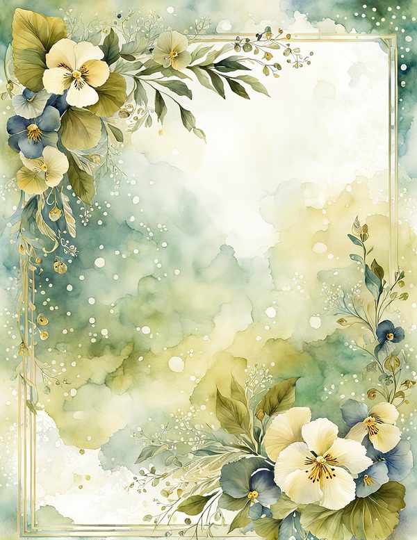 Watercolor Pansy Frame: Floral Wedding Card Backgrounds (Digital Paper Set) — image 5