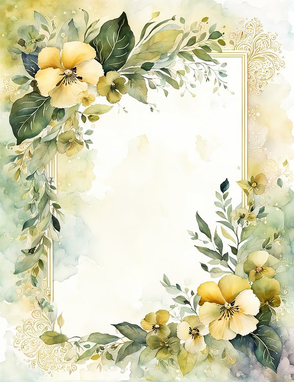 Watercolor Pansy Frame: Floral Wedding Card Backgrounds (Digital Paper Set) — image 9