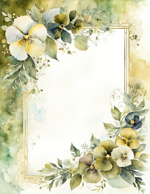 Watercolor Pansy Frame: Floral Wedding Card Backgrounds (Digital Paper Set) — image 12