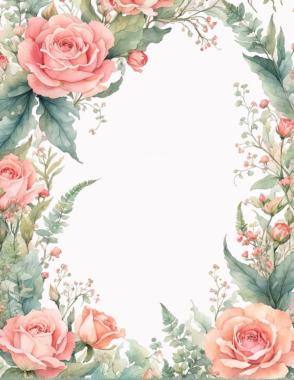 Watercolor Rose Frame Digital Paper: Floral Wedding Invitation Backgrounds (Digital Download) — image 12