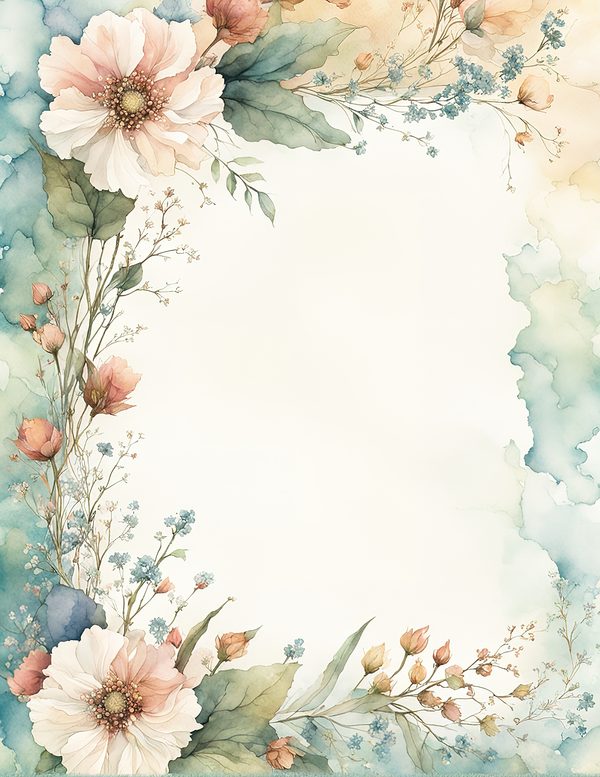 Watercolor Floral Frame Digital Paper: Sage Green & Beige (10 JPG) (Digital Download) — image 1