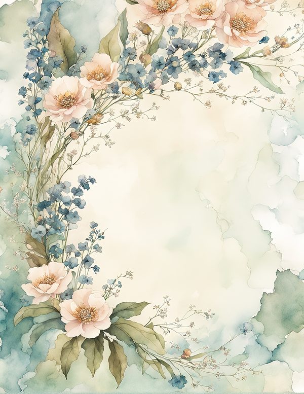 Watercolor Floral Frame Digital Paper: Sage Green & Beige (10 JPG) (Digital Download) — image 3