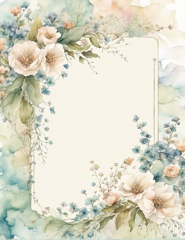 Watercolor Floral Frame Digital Paper: Sage Green & Beige (10 JPG) (Digital Download) — image 4