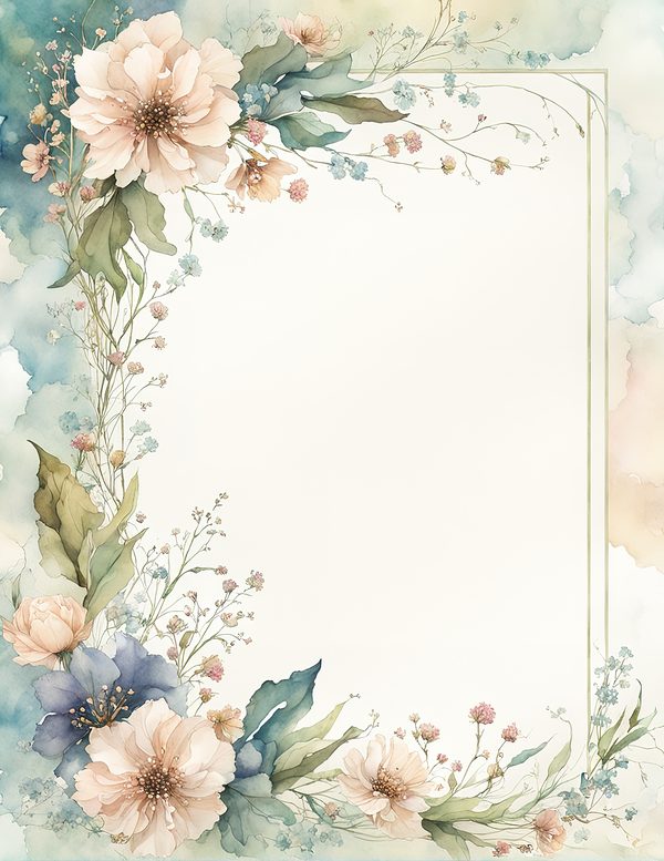 Watercolor Floral Frame Digital Paper: Sage Green & Beige (10 JPG) (Digital Download) — image 5