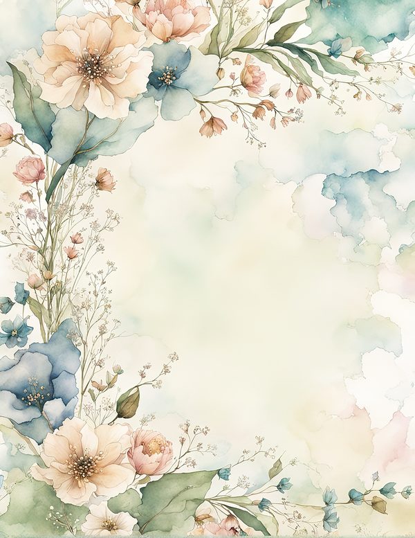 Watercolor Floral Frame Digital Paper: Sage Green & Beige (10 JPG) (Digital Download) — image 7