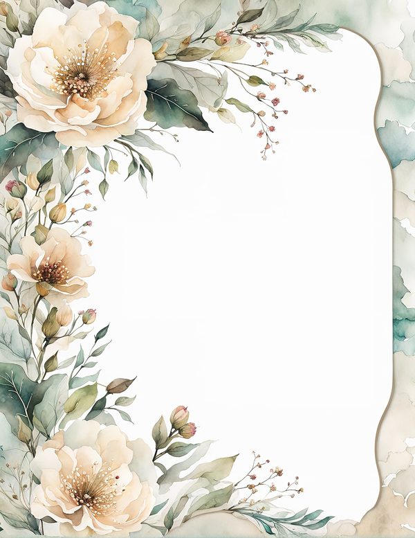 Watercolor Floral Frame Digital Paper: Sage Green & Beige (10 JPG) (Digital Download) — image 9
