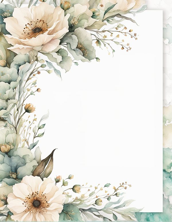 Watercolor Floral Frame Digital Paper: Sage Green & Beige (10 JPG) (Digital Download) — image 10