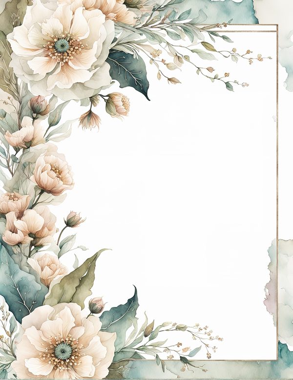 Watercolor Floral Frame Digital Paper: Sage Green & Beige (10 JPG) (Digital Download) — image 11