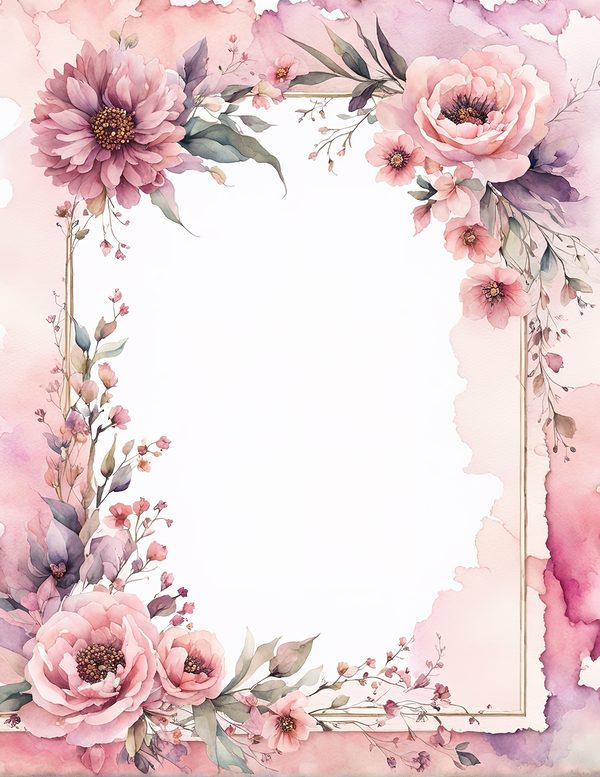 Watercolor Floral Frame Digital Paper: Rose & Lilac Wedding Invitation (JPG) — image 3