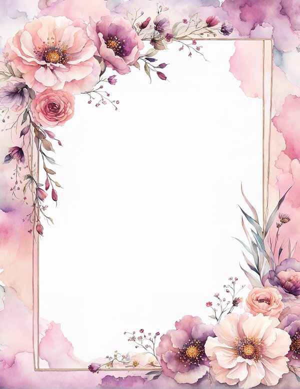 Watercolor Floral Frame Digital Paper: Rose & Lilac Wedding Invitation (JPG) — image 8