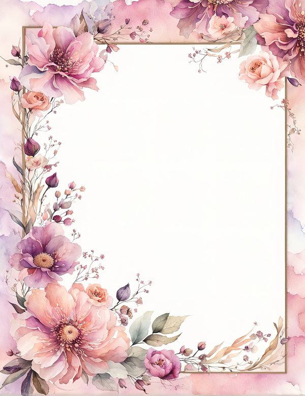 Watercolor Floral Frame Digital Paper: Rose & Lilac Wedding Invitation (JPG) — image 9