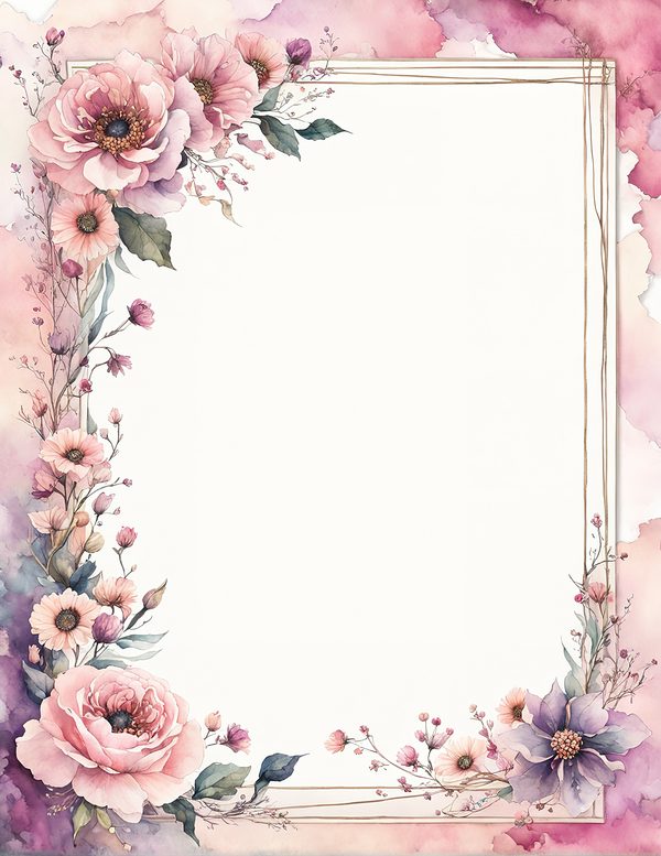 Watercolor Floral Frame Digital Paper: Rose & Lilac Wedding Invitation (JPG) — image 11