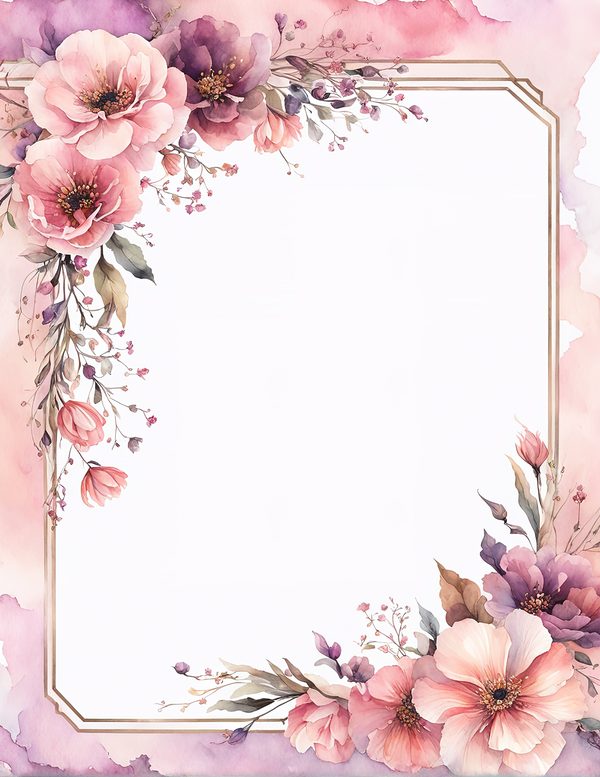 Watercolor Floral Frame Digital Paper: Rose & Lilac Wedding Invitation (JPG) — image 12