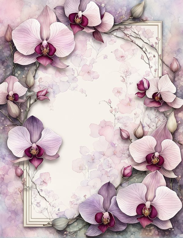Watercolor Orchid Digital Paper Pack: Purple Pink Floral Backgrounds (JPG, Commercial Use) — image 4