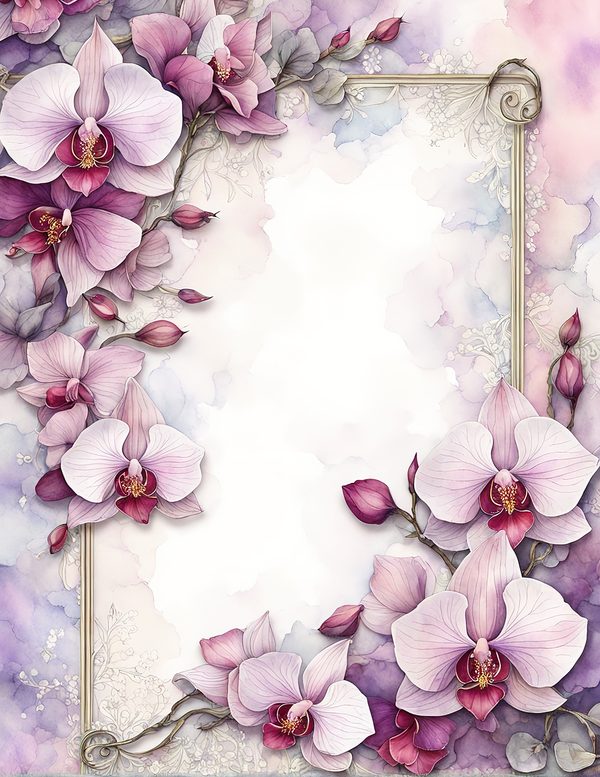 Watercolor Orchid Digital Paper Pack: Purple Pink Floral Backgrounds (JPG, Commercial Use) — image 5