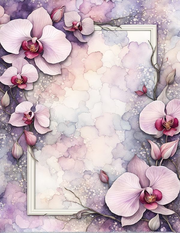 Watercolor Orchid Digital Paper Pack: Purple Pink Floral Backgrounds (JPG, Commercial Use) — image 7