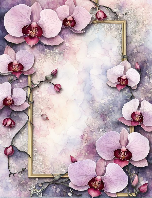 Watercolor Orchid Digital Paper Pack: Purple Pink Floral Backgrounds (JPG, Commercial Use) — image 10