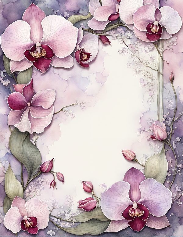 Watercolor Orchid Digital Paper Pack: Purple Pink Floral Backgrounds (JPG, Commercial Use) — image 11