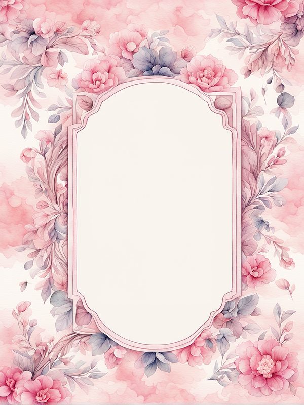 Watercolor Floral Frame Digital Paper: Pink & Blue Backgrounds (JPG, 300 DPI) — image 2