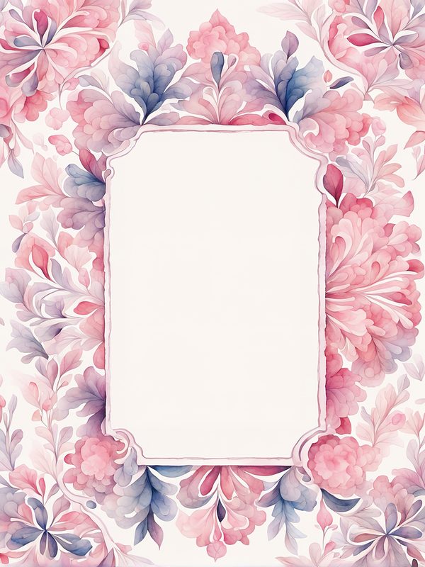 Watercolor Floral Frame Digital Paper: Pink & Blue Backgrounds (JPG, 300 DPI) — image 4