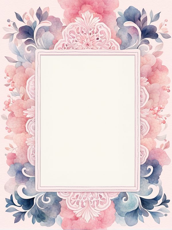 Watercolor Floral Frame Digital Paper: Pink & Blue Backgrounds (JPG, 300 DPI) — image 8
