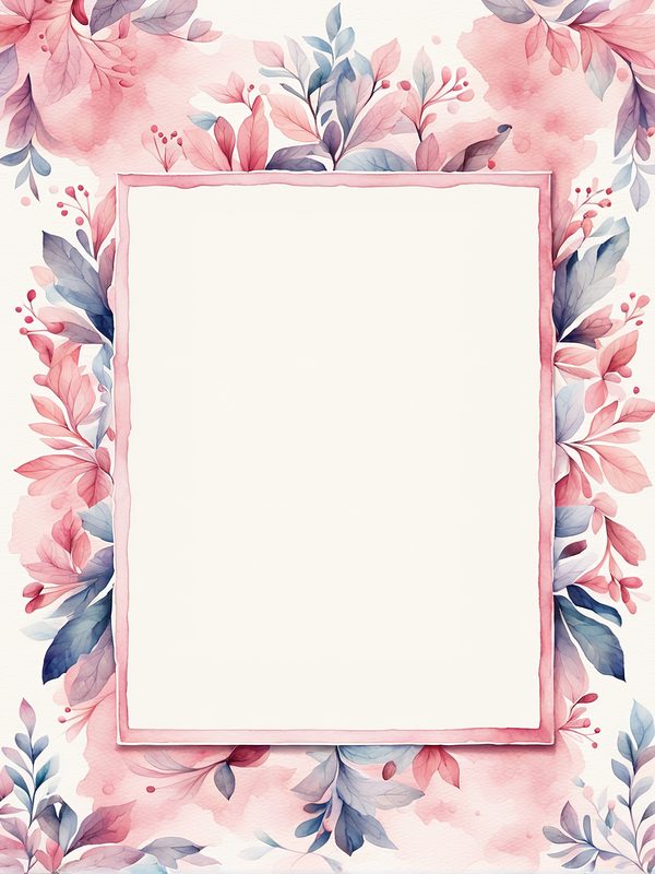 Watercolor Floral Frame Digital Paper: Pink & Blue Backgrounds (JPG, 300 DPI) — image 9