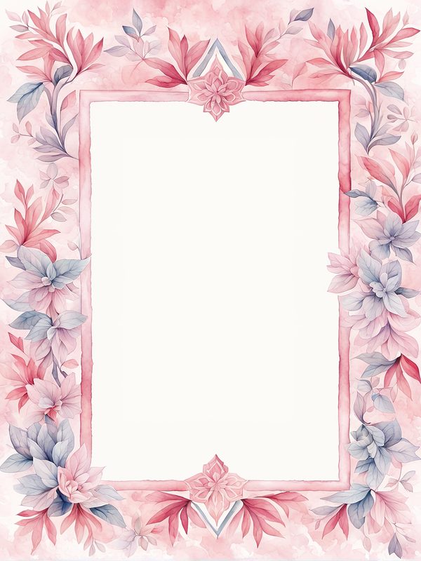 Watercolor Floral Frame Digital Paper: Pink & Blue Backgrounds (JPG, 300 DPI) — image 10