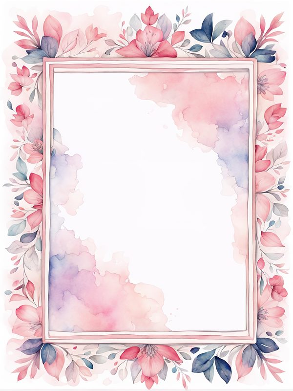 Watercolor Floral Frame Digital Paper: Pink & Blue Backgrounds (JPG, 300 DPI) — image 12