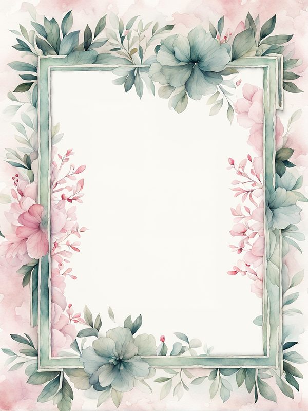 Watercolor Floral Frame Digital Paper Pack: Pink & Sage (10 JPG Files) — image 2
