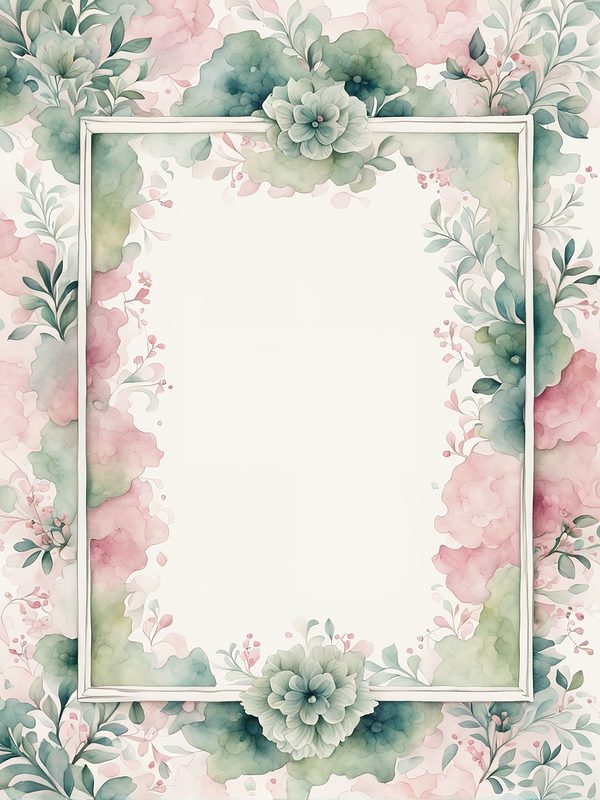 Watercolor Floral Frame Digital Paper Pack: Pink & Sage (10 JPG Files) — image 3