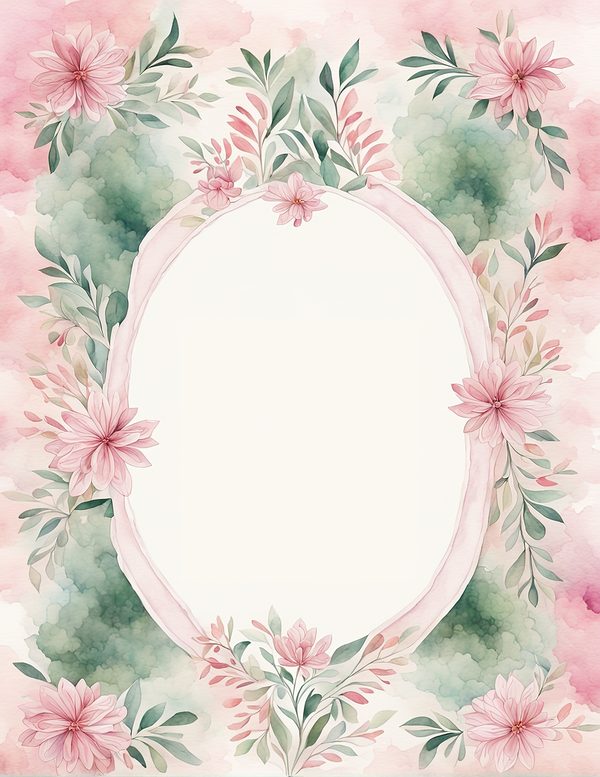 Watercolor Floral Frame Digital Paper Pack: Pink & Sage (10 JPG Files) — image 5