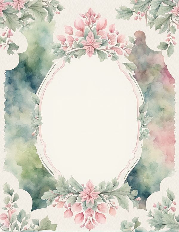 Watercolor Floral Frame Digital Paper Pack: Pink & Sage (10 JPG Files) — image 6