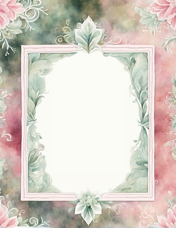 Watercolor Floral Frame Digital Paper Pack: Pink & Sage (10 JPG Files) — image 7