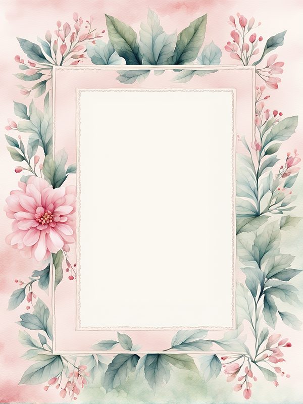 Watercolor Floral Frame Digital Paper Pack: Pink & Sage (10 JPG Files) — image 9