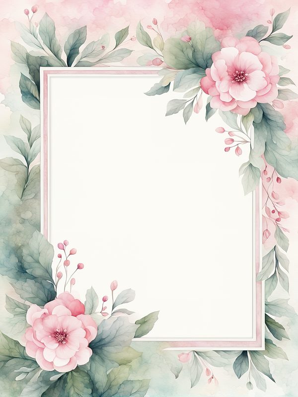 Watercolor Floral Frame Digital Paper Pack: Pink & Sage (10 JPG Files) — image 10