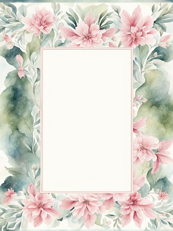 Watercolor Floral Frame Digital Paper Pack: Pink & Sage (10 JPG Files) — image 11