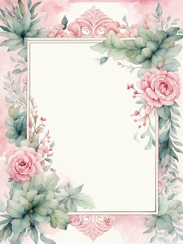 Watercolor Floral Frame Digital Paper Pack: Pink & Sage (10 JPG Files) — image 12