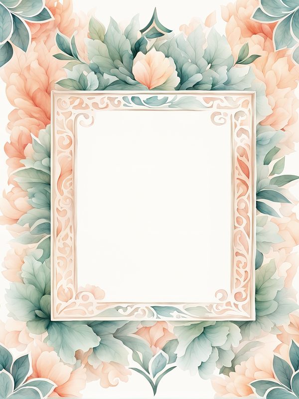 Watercolor Floral Frame Digital Paper: Peach & Teal (JPG, 10 Backgrounds) — image 5