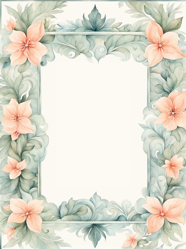 Watercolor Floral Frame Digital Paper: Peach & Teal (JPG, 10 Backgrounds) — image 7