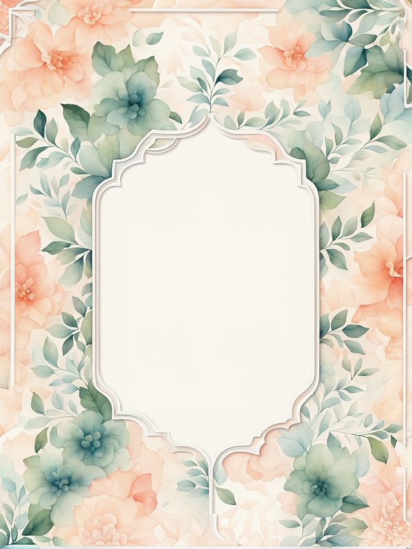 Watercolor Floral Frame Digital Paper: Peach & Teal (JPG, 10 Backgrounds) — image 11
