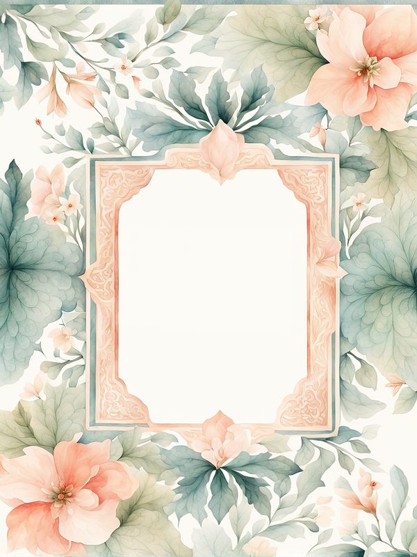 Watercolor Floral Frame Digital Paper: Peach & Teal (JPG, 10 Backgrounds) — image 12